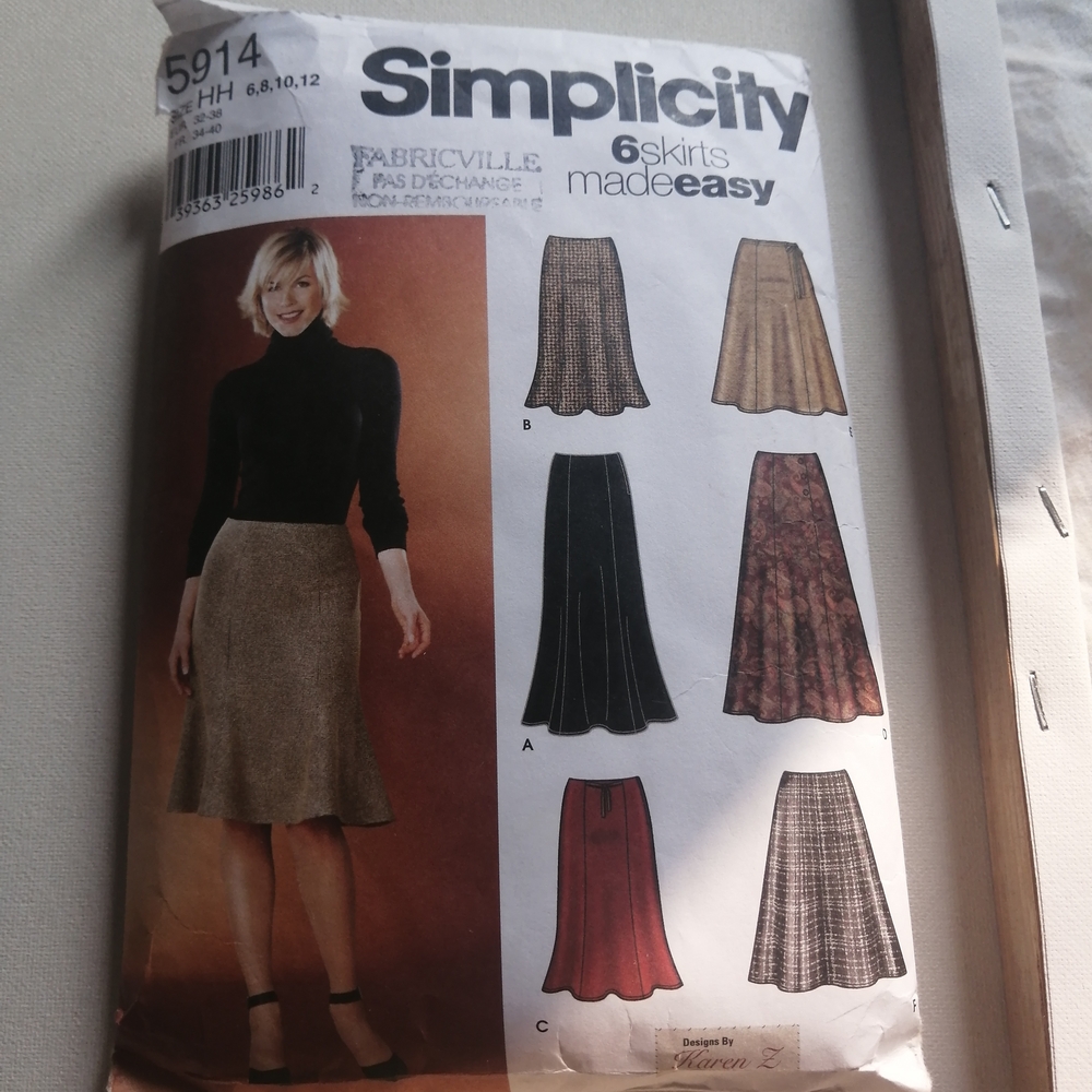 Simplicity Women's Midi Skirt Pattern - Black, Brown, Red